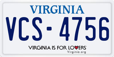 VA license plate VCS4756