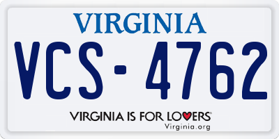 VA license plate VCS4762