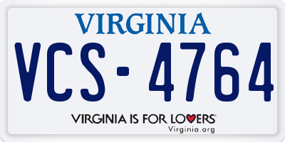 VA license plate VCS4764