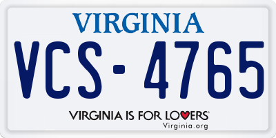 VA license plate VCS4765