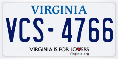 VA license plate VCS4766