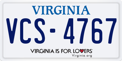 VA license plate VCS4767