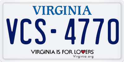 VA license plate VCS4770