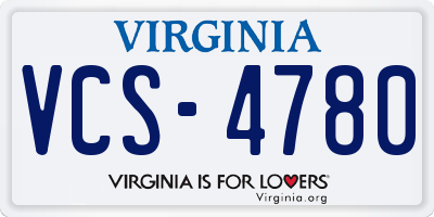 VA license plate VCS4780