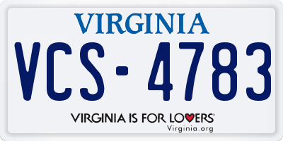 VA license plate VCS4783
