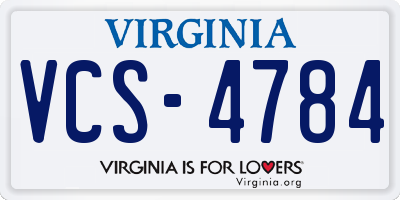 VA license plate VCS4784