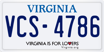 VA license plate VCS4786