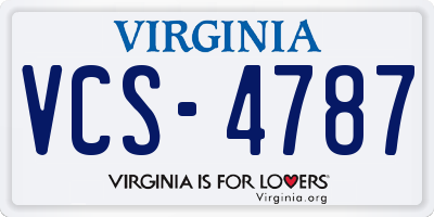 VA license plate VCS4787