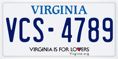 VA license plate VCS4789
