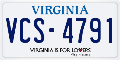 VA license plate VCS4791