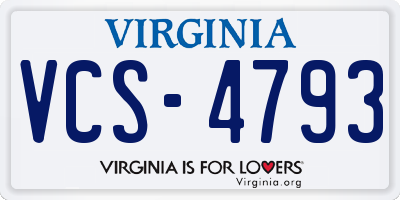 VA license plate VCS4793