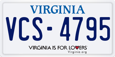 VA license plate VCS4795