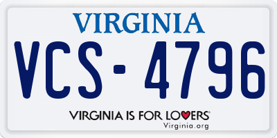 VA license plate VCS4796