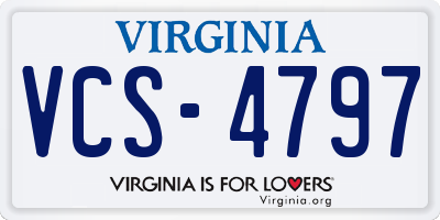 VA license plate VCS4797