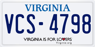 VA license plate VCS4798