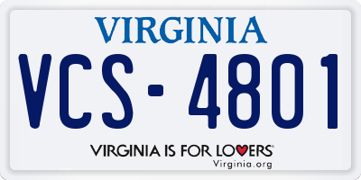 VA license plate VCS4801
