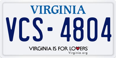VA license plate VCS4804
