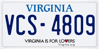 VA license plate VCS4809