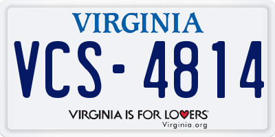 VA license plate VCS4814