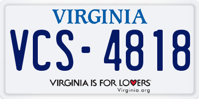 VA license plate VCS4818