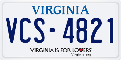 VA license plate VCS4821