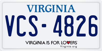 VA license plate VCS4826
