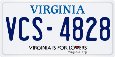 VA license plate VCS4828