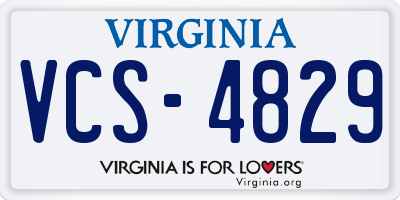 VA license plate VCS4829