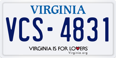 VA license plate VCS4831