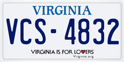 VA license plate VCS4832