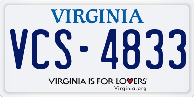 VA license plate VCS4833