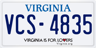 VA license plate VCS4835