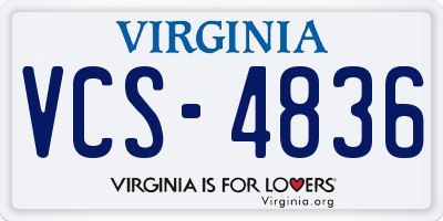 VA license plate VCS4836