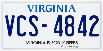 VA license plate VCS4842