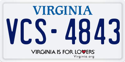 VA license plate VCS4843