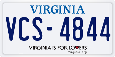 VA license plate VCS4844