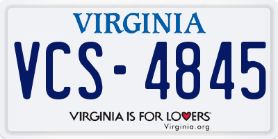 VA license plate VCS4845