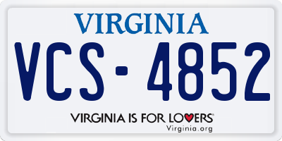 VA license plate VCS4852