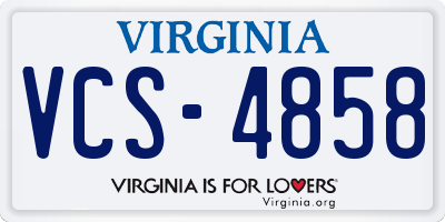 VA license plate VCS4858