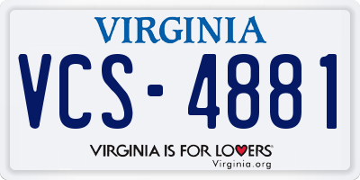 VA license plate VCS4881