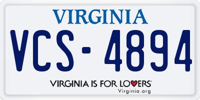 VA license plate VCS4894