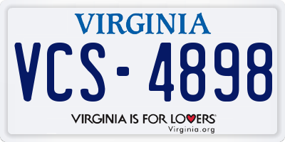 VA license plate VCS4898