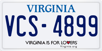 VA license plate VCS4899