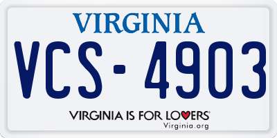VA license plate VCS4903