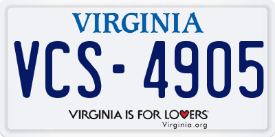 VA license plate VCS4905