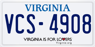 VA license plate VCS4908