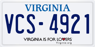 VA license plate VCS4921