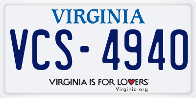 VA license plate VCS4940
