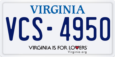 VA license plate VCS4950