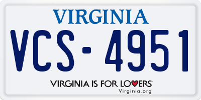 VA license plate VCS4951